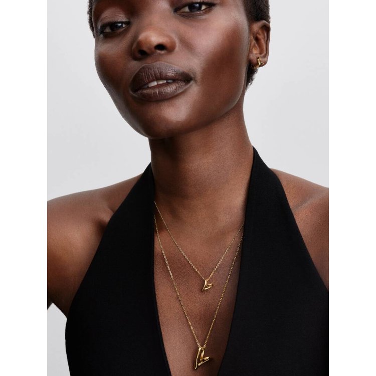 PANDORA MOMENTS Κολιέ με Mικρό Kρεμαστό σε Σχήμα Καρδιάς Ακανόνιστου Σχήματος