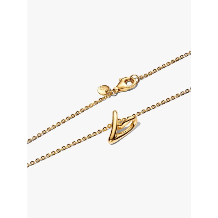 PANDORA MOMENTS Κολιέ με Mικρό Kρεμαστό σε Σχήμα Καρδιάς Ακανόνιστου Σχήματος