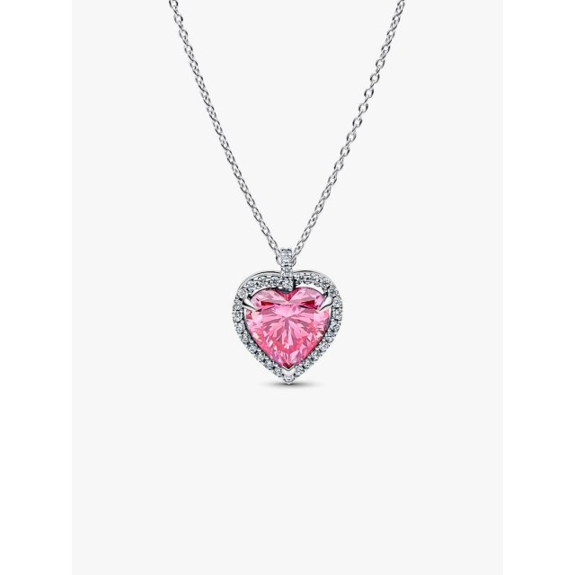 PANDORA ΤΙΜΕLESS Κολιέ με Ροζ Καρδιά και Στεφάνι με Πέτρες