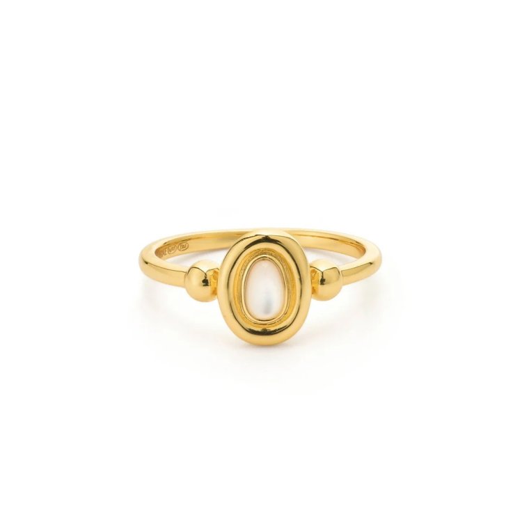 24KAE Classic Ring with Oval Shaped Pearl