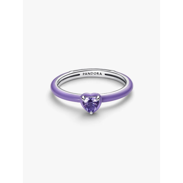 PANDORA MOMENTS Δαχτυλίδι με Mωβ Kαρδιά Tσάκρα