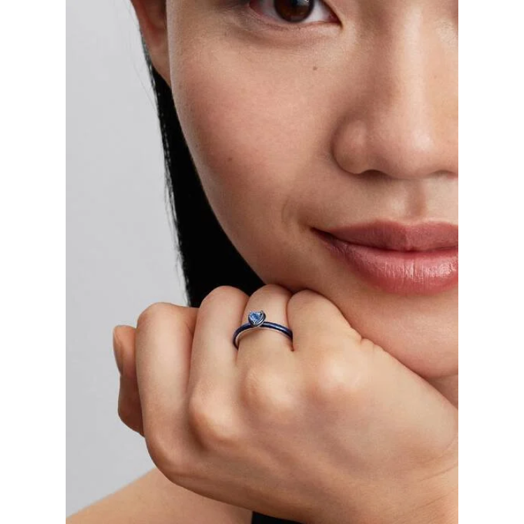 PANDORA MOMENTS Δαχτυλίδι με Μπλε Καρδιά Τσάκρα