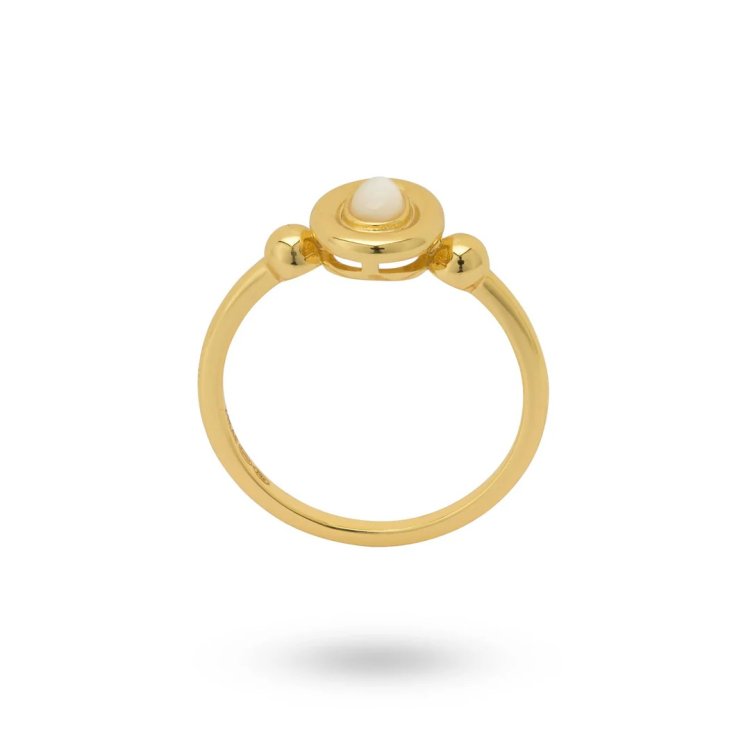 24KAE Classic Ring with Oval Shaped Pearl