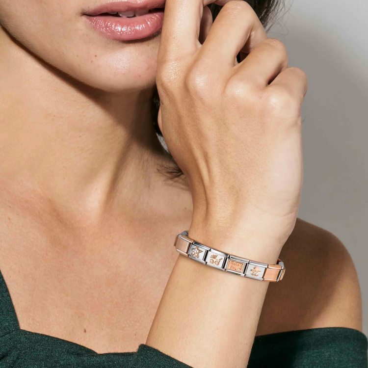 NOMINATION COMPOSABLE CLASSIC LINK HEART WITH SNOWFLAKE IN 9K ROSE GOLD AND ENAMEL