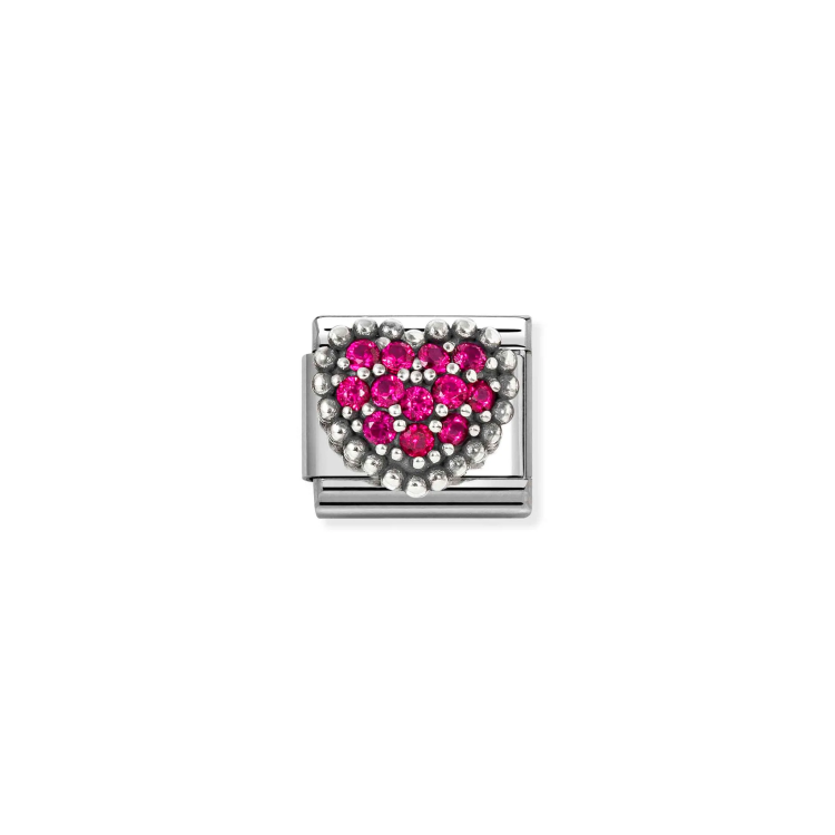 NOMINATION COMPOSABLE CLASSIC LINK HEART IN 925 SILVER & RED CZ