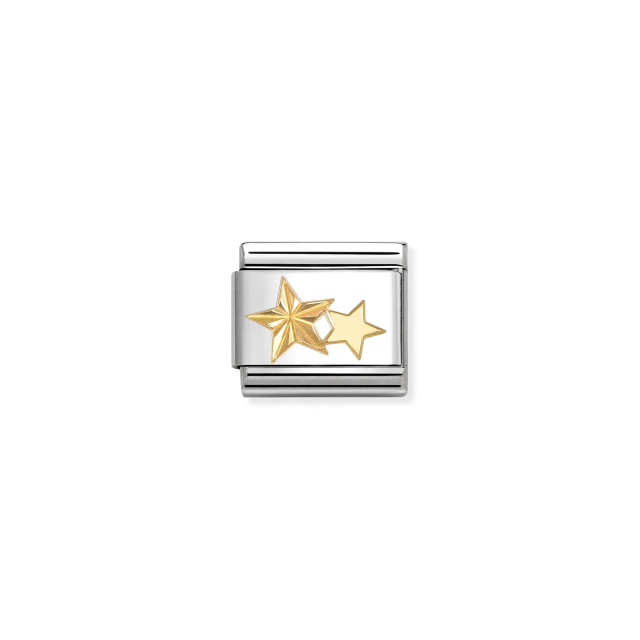 NOMINATION COMPOSABLE CLASSIC LINK ETCHED STARS IN 18K GOLD