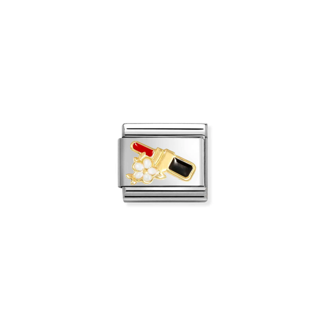 NOMINATION COMPOSABLE CLASSIC LINK RED LIPSTICK IN 18K GOLD & ENAMEL