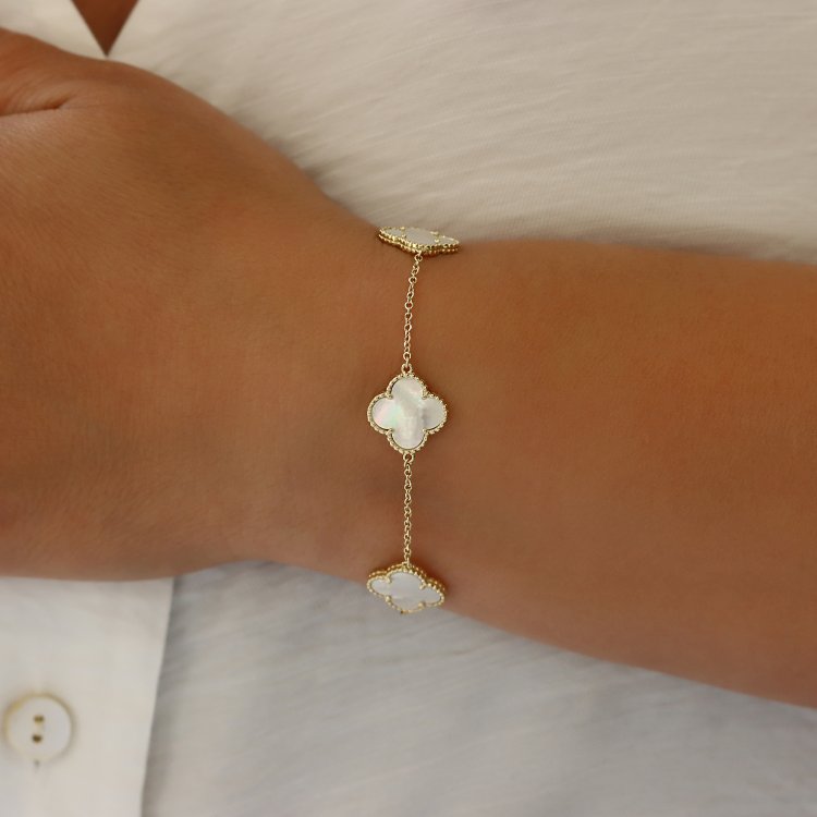 Βραχιόλι Van Cleef σε Κίτρινο Χρυσό 14Κ με Φίλντισι