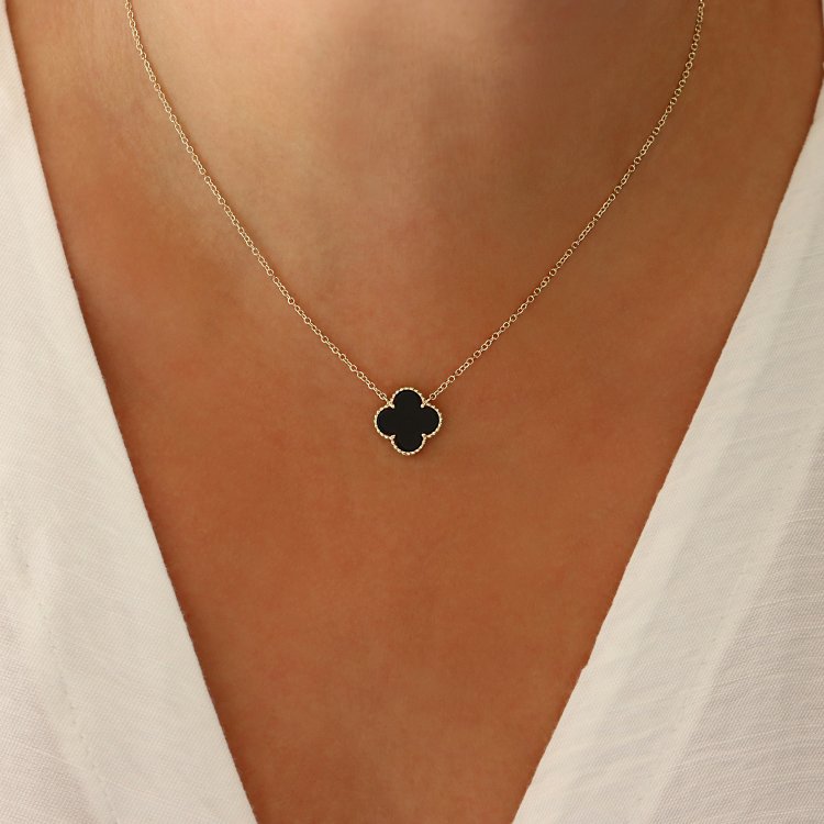 Κολιέ Van Cleef σε Κίτρινο Χρυσό 14Κ με Όνυχα