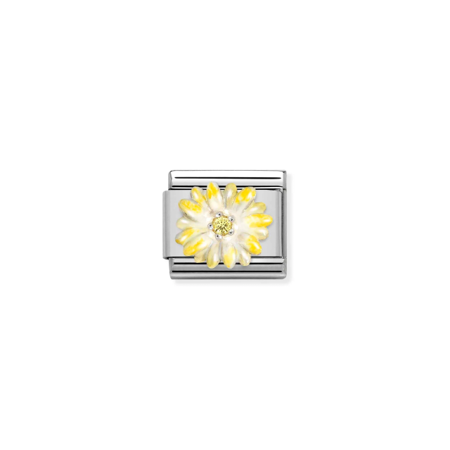 NOMINATION COMPOSABLE CLASSIC LINK ENAMEL YELLOW FLOWER IN 925 SILVER