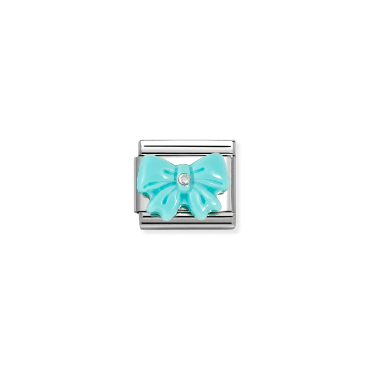 NOMINATION COMPOSABLE CLASSIC LINK BOW WITH TURQUOISE STONE IN 925 SILVER