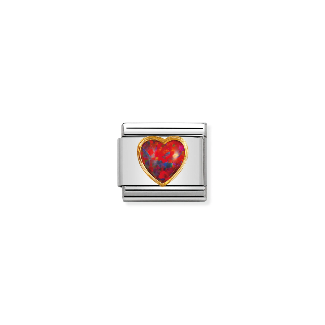 NOMINATION COMPOSABLE CLASSIC LINK HEART WITH RED OPAL IN 18K GOLD
