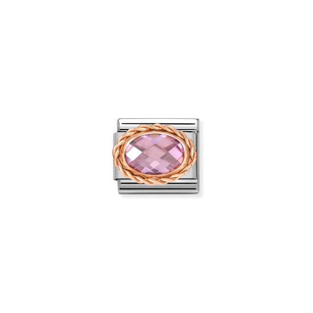 NOMINATION COMPOSABLE CLASSIC LINK OVAL FACETED CZ PINK IN 9K ROSE GOLD