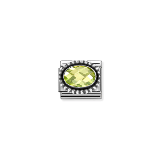 NOMINATION COMPOSABLE CLASSIC LINK OVAL FACETED LIGHT GREEN CZ IN 925 SILVER