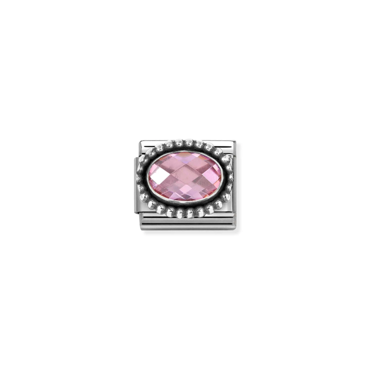 NOMINATION COMPOSABLE CLASSIC LINK OVAL FACETED PINK CZ IN 925 SILVER