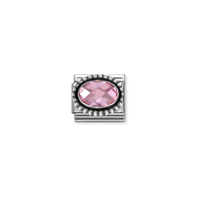 NOMINATION COMPOSABLE CLASSIC LINK OVAL FACETED PINK CZ IN 925 SILVER
