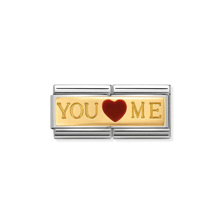 NOMINATION COMPOSABLE CLASSIC DOUBLE LINK YOU & ME IN 18K GOLD & ENAMEL