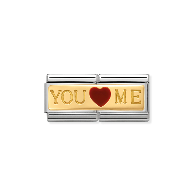 NOMINATION COMPOSABLE CLASSIC DOUBLE LINK YOU & ME IN 18K GOLD & ENAMEL