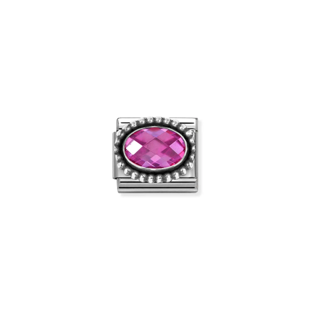 NOMINATION COMPOSABLE CLASSIC LINK OVAL FACETED FUCHSIA CZ IN 925 SILVER
