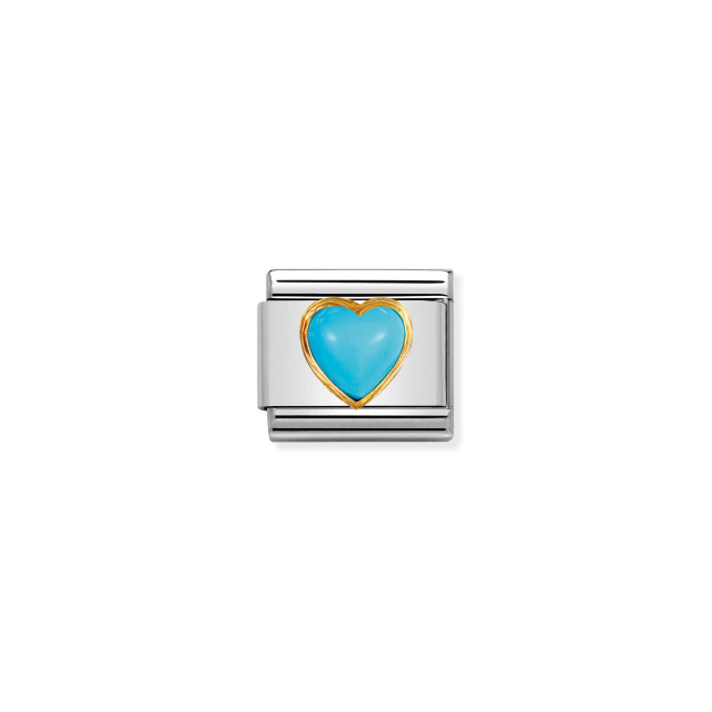 NOMINATION COMPOSABLE CLASSIC LINK HEART WITH TURQUOISE IN 18K GOLD