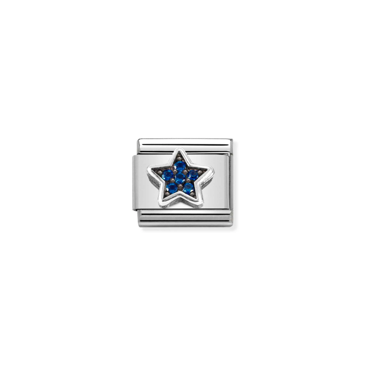 NOMINATION COMPOSABLE CLASSIC LINK BLUE STAR IN SILVER WITH CZ