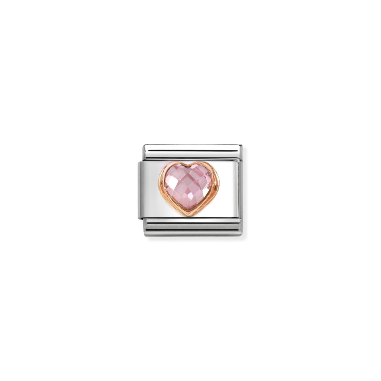 NOMINATION COMPOSABLE CLASSIC LINK PINK CZ HEART IN 9K ROSE GOLD