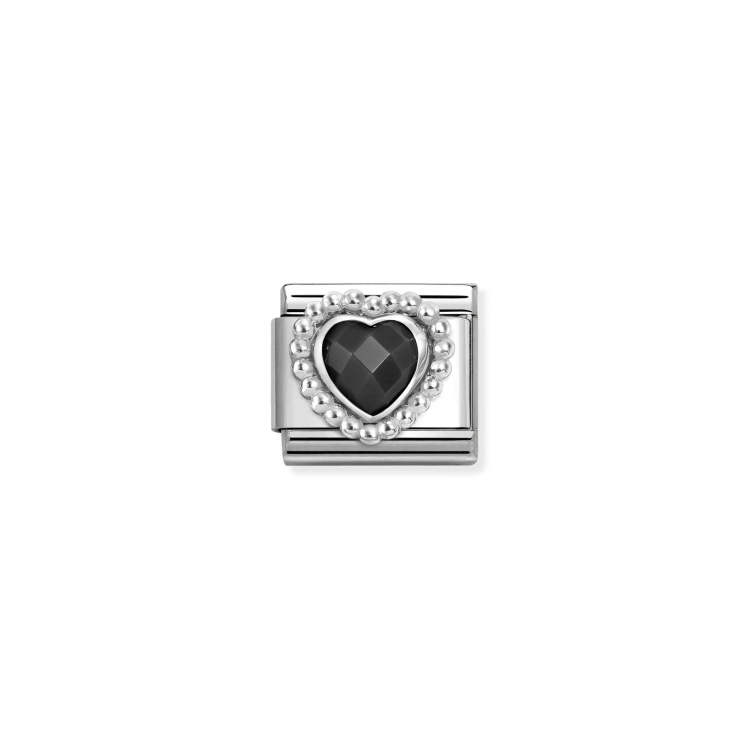 NOMINATION COMPOSABLE CLASSIC LINK BLACK CZ HEART IN 925 SILVER
