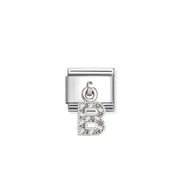 NOMINATION COMPOSABLE CLASSIC LINK LETTER B CHARM IN SILVER AND CZ