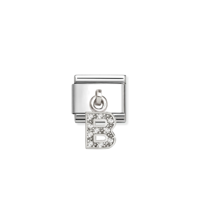 NOMINATION COMPOSABLE CLASSIC LINK LETTER B CHARM IN SILVER AND CZ