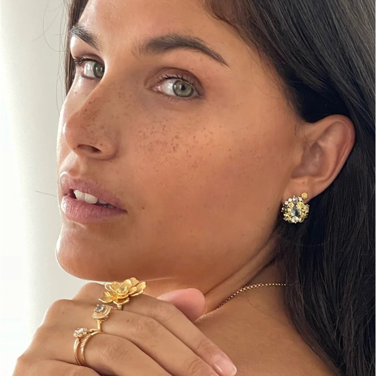 24KAE Earrings with Colored Stones