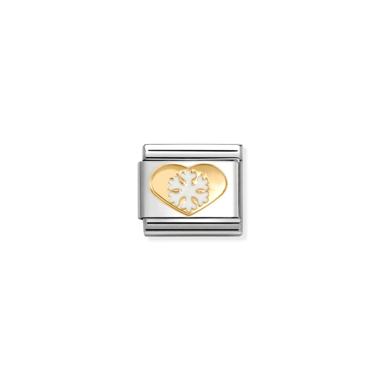 NOMINATION COMPOSABLE CLASSIC LINK SNOWFLAKE IN 18K GOLD HEART WITH ENAMEL