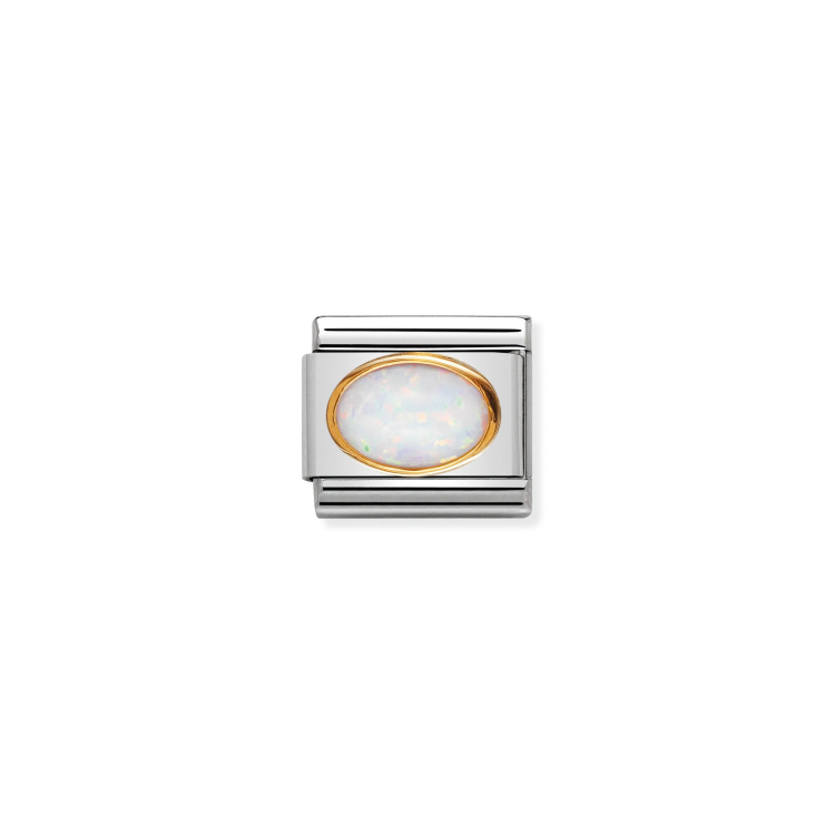 NOMINATION COMPOSABLE CLASSIC LINK WHITE OPAL OVAL IN 18K GOLD