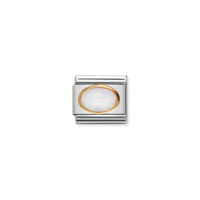 NOMINATION COMPOSABLE CLASSIC LINK WHITE OPAL OVAL IN 18K GOLD