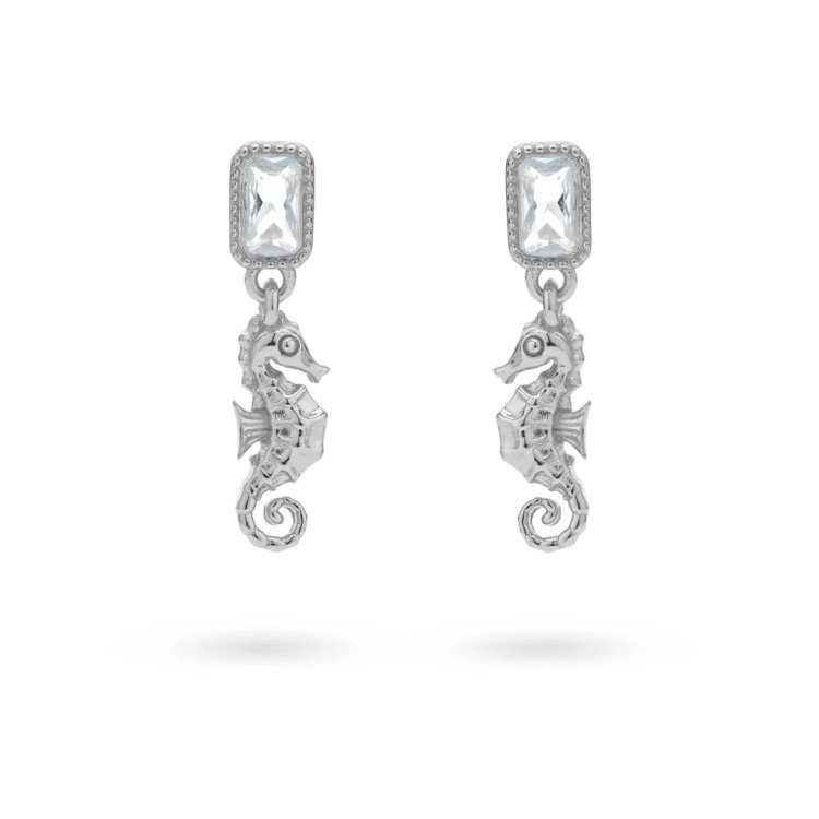 24KAE Earrings with Stone and Seahorse