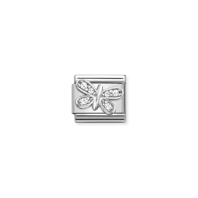 NOMINATION COMPOSABLE CLASSIC LINK  WHITE BUTTERFLY CZ IN SILVER