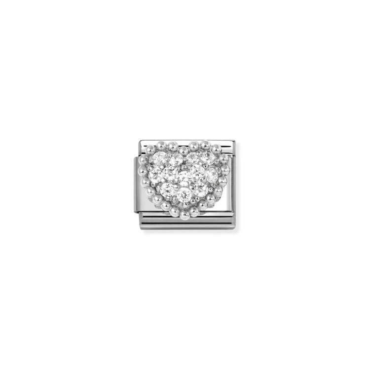 NOMINATION COMPOSABLE CLASSIC LINK HEART IN 925 SILVER & WHITE CZ
