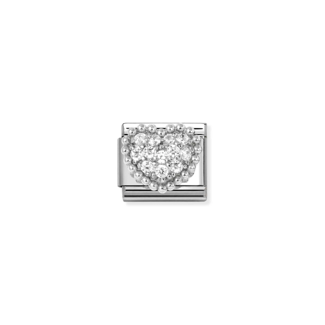 NOMINATION COMPOSABLE CLASSIC LINK HEART IN 925 SILVER & WHITE CZ