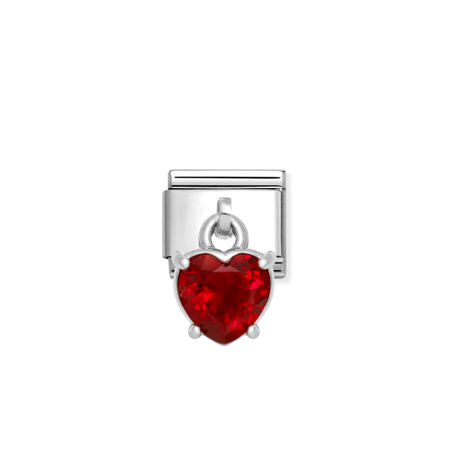 NOMINATION COMPOSABLE CLASSIC LINK HEART CUT RED CZ CHARM IN 925 SILVER