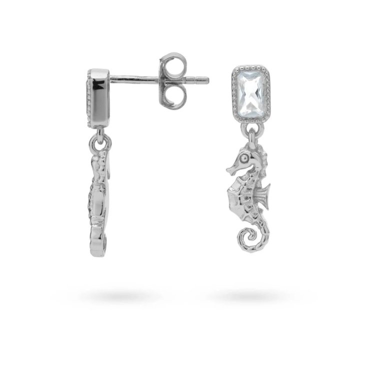24KAE Earrings with Stone and Seahorse