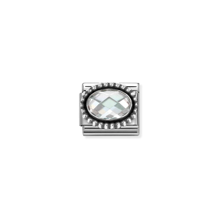 NOMINATION COMPOSABLE CLASSIC LINK OVAL FACETED WHITE CZ IN 925 SILVER