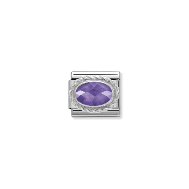 NOMINATION COMPOSABLE CLASSIC LINK FACETED PURPLE OVAL CZ IN 925 SILVER