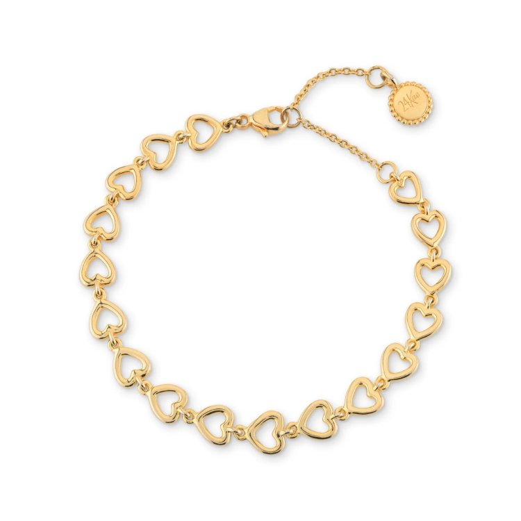24KAE Bracelet with Heart Shaped Chain
