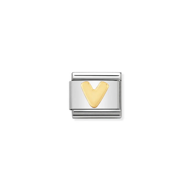 NOMINATION COMPOSABLE CLASSIC LINK LETTER V IN 18K GOLD