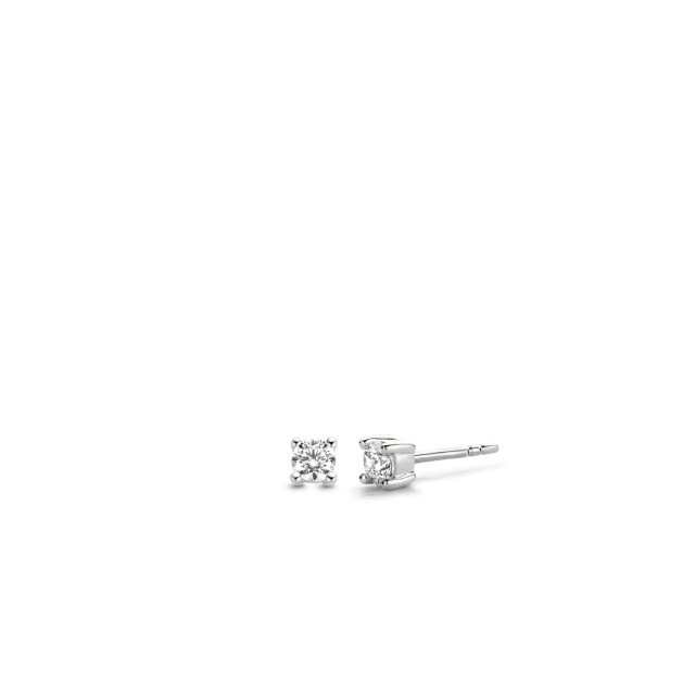 TI SENTO MILANO EARRINGS Silver Rhodium Plated Studs White Zirconia