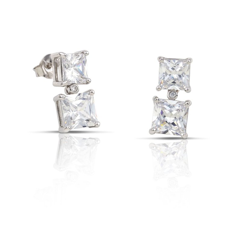 DAZZ Σκουλαρίκια Κρεμαστά σε Ασήμι 925 με Ζιργκόν