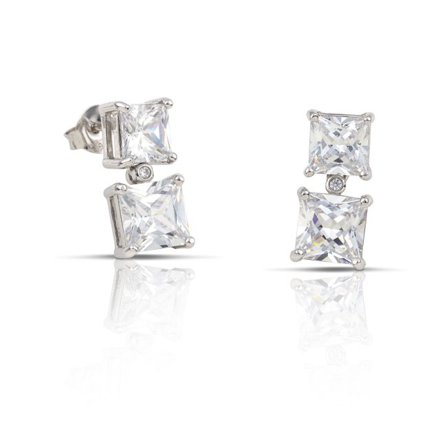 DAZZ Σκουλαρίκια Κρεμαστά σε Ασήμι 925 με Ζιργκόν