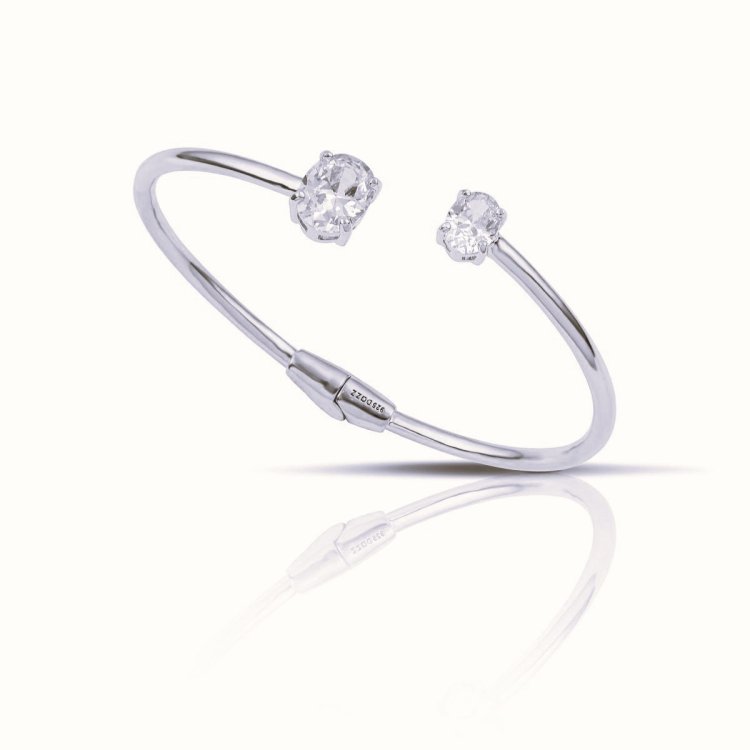 DAZZ Bραχιόλι Χειροπέδα σε Ασήμι 925 με Ζιργκόν