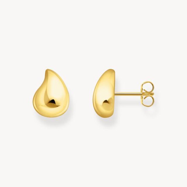 THOMAS SABO Small Gold Plated Ear Studs in Organic Shape
