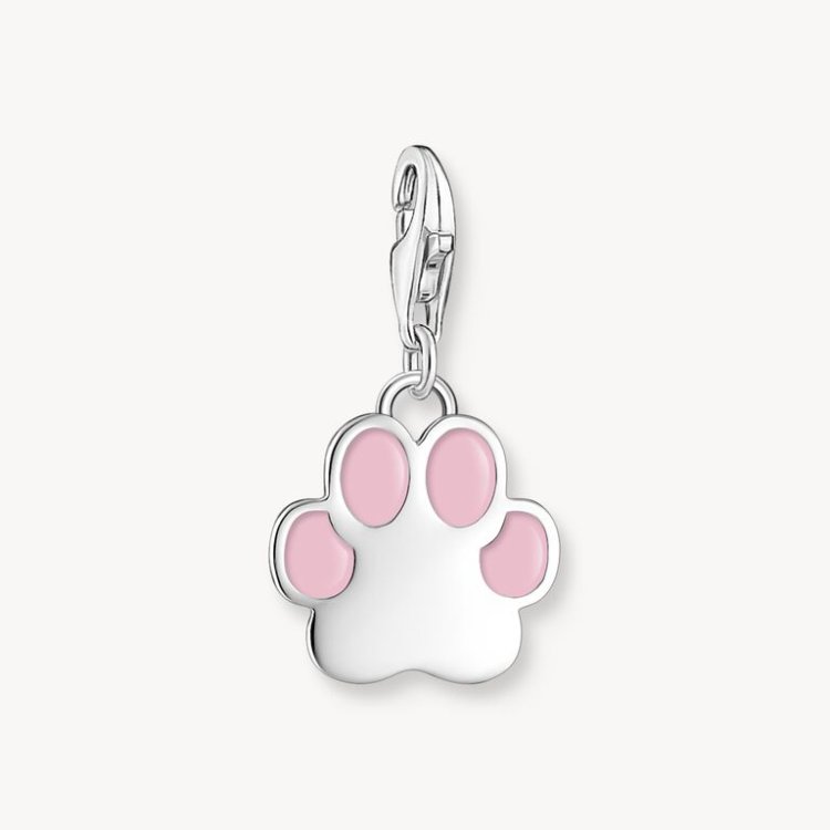 THOMAS SABO Charm Pendant Pink Paw Silver