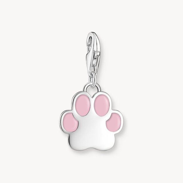 THOMAS SABO Charm Pendant Pink Paw Silver